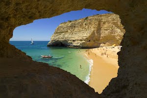 Beach Near Carvoeiro With Excursion Boat